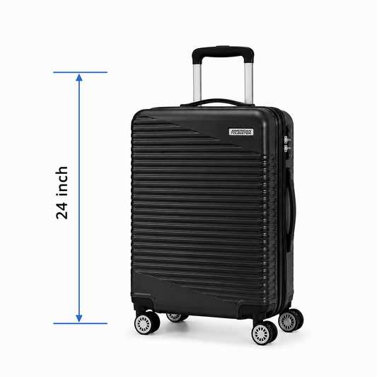 Premium Hard Shell Spinner Travel Suitcase - Black - 24 Inch (Medium) - Win Bachat
