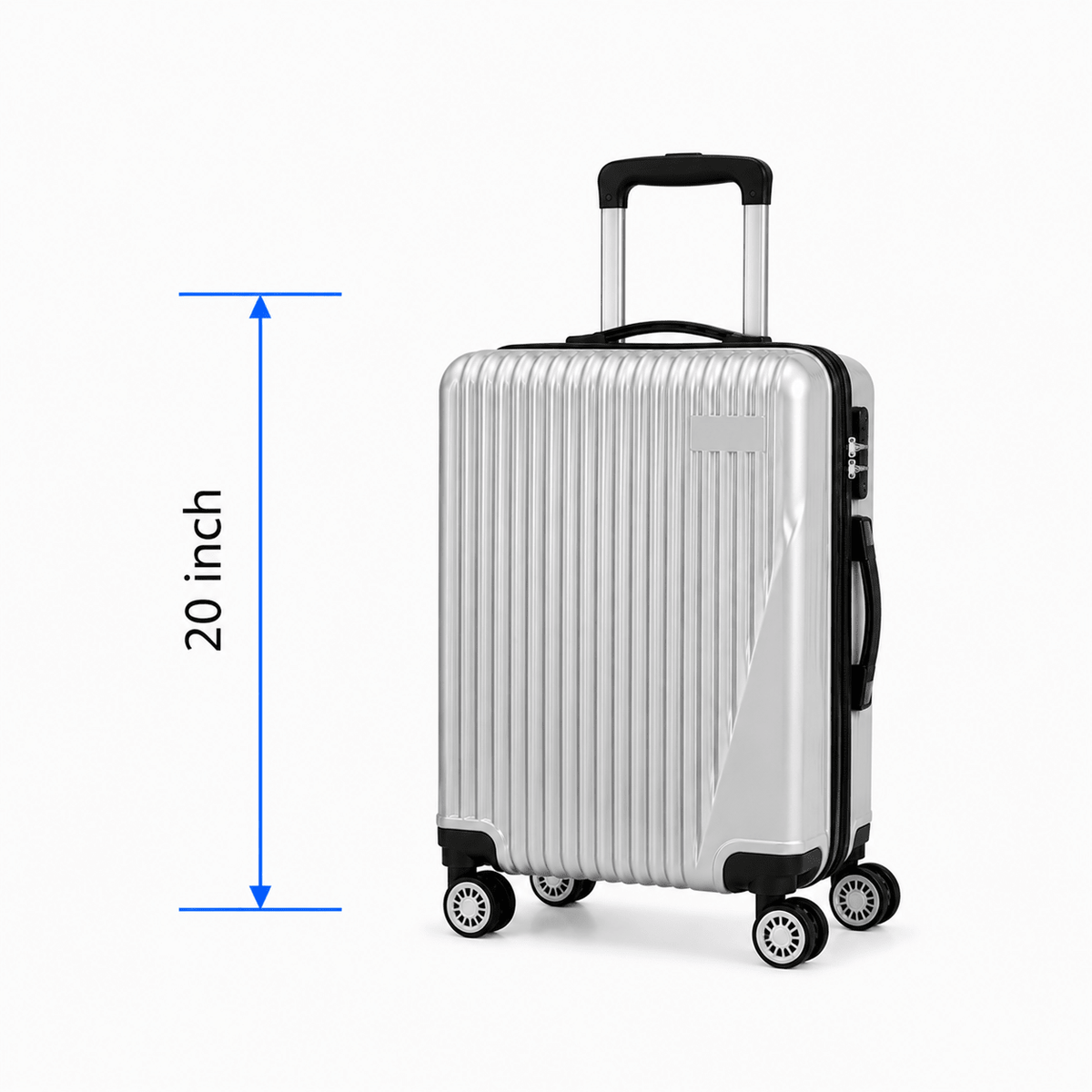 Premium Hard Shell Spinner Travel Suitcase - Silver - 20 Inch (Small) - Win Bachat