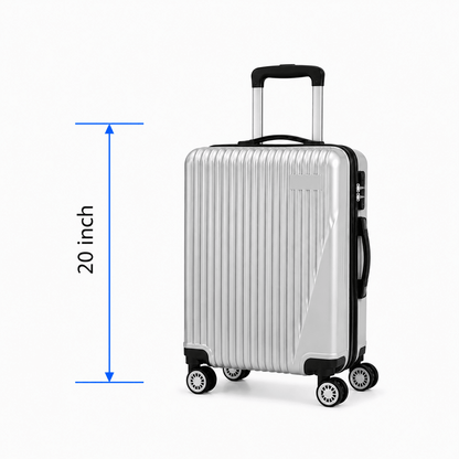 Premium Hard Shell Spinner Travel Suitcase - Silver - 20 Inch (Small) - Win Bachat