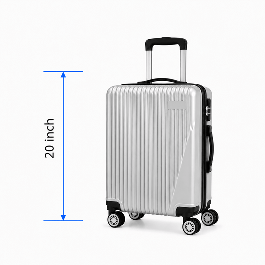 Premium Hard Shell Spinner Travel Suitcase - Silver - 20 Inch (Small) - Win Bachat
