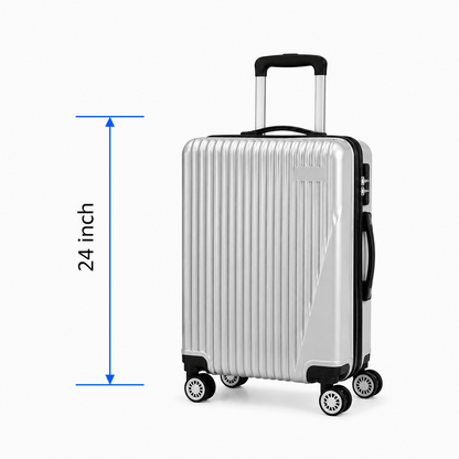 Premium Hard Shell Spinner Travel Suitcase - Silver - 24 Inch (Medium) - Win Bachat