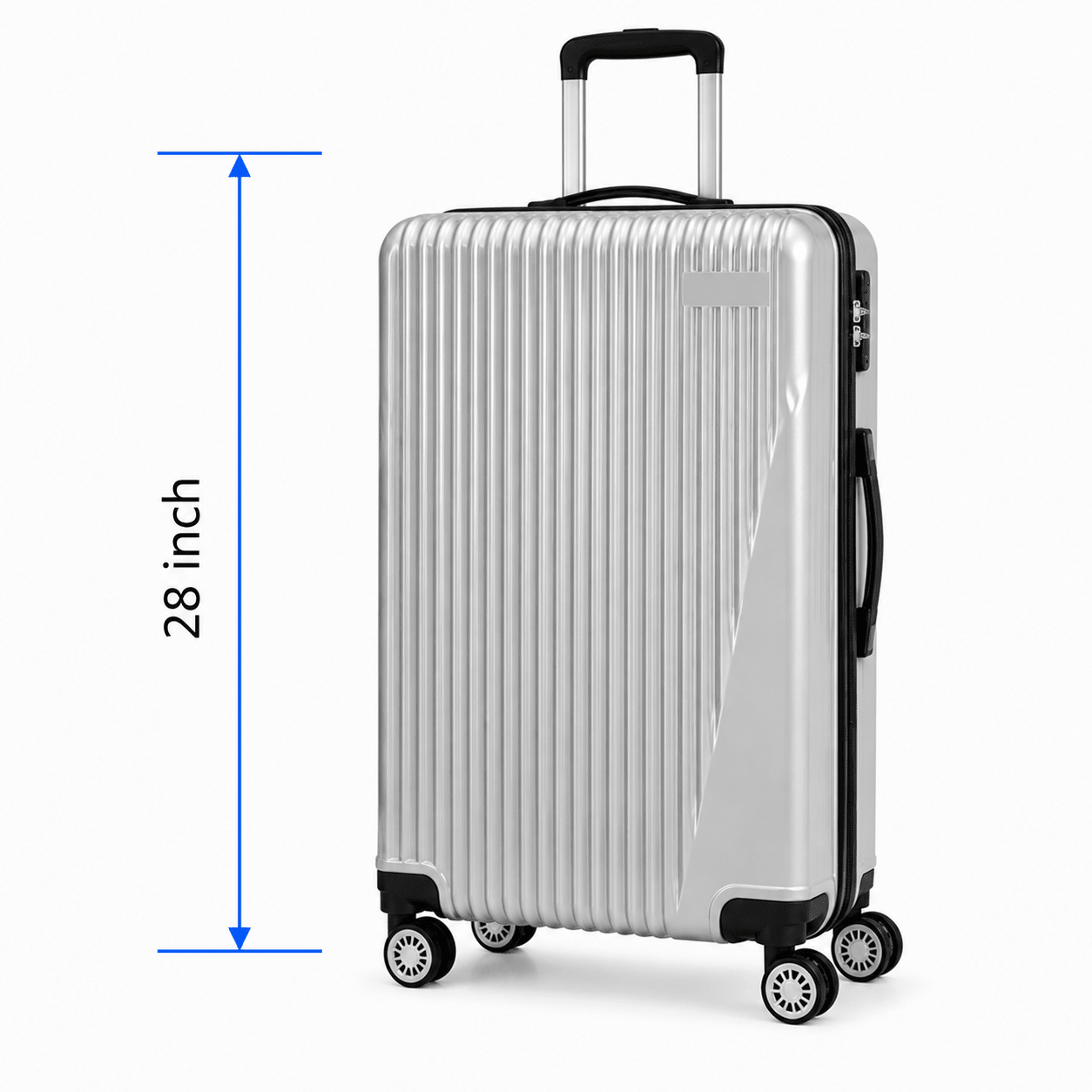 Premium Hard Shell Spinner Travel Suitcase - Silver - 28 Inch (Large) - Win Bachat