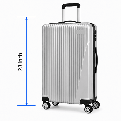 Premium Hard Shell Spinner Travel Suitcase - Silver - 28 Inch (Large) - Win Bachat