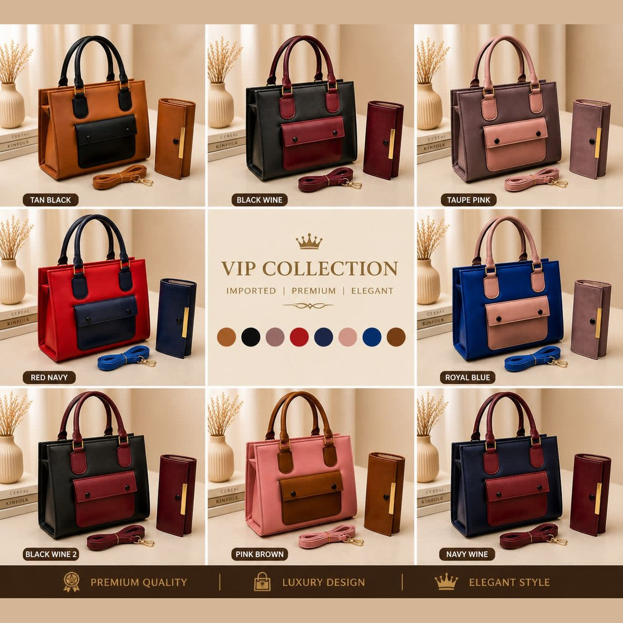 PREMIUM QUALITY LADIES 2 PC'S BAGS SET - HB014 - 7 - Win Bachat