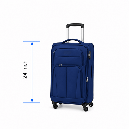 Premium Soft Case 360 - Spinner Luggage - Blue - 24 Inch (Medium) - Win Bachat