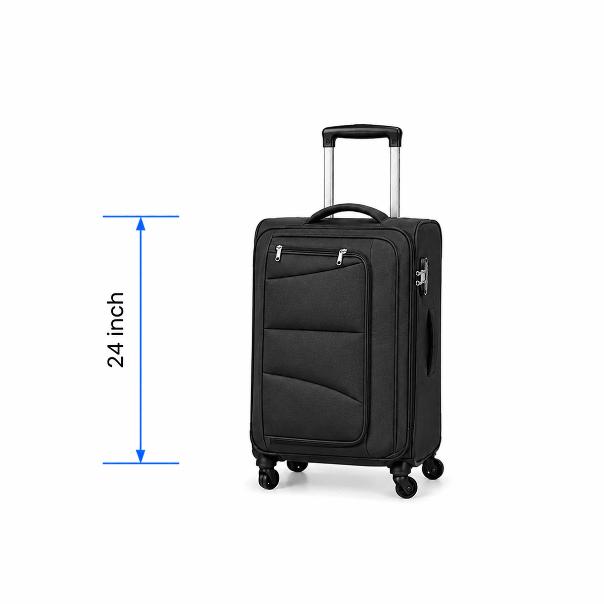 Premium Soft Case 360 - Spinner Luggage - Dark Grey - 24 Inch (Medium) - Win Bachat