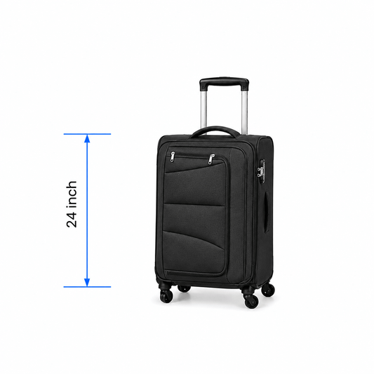 Premium Soft Case 360 - Spinner Luggage - Dark Grey - 24 Inch (Medium) - Win Bachat
