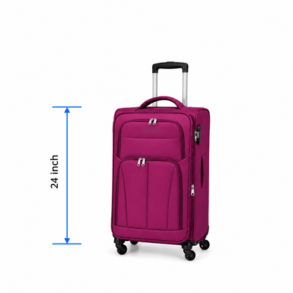 Premium Soft Case 360 - Spinner Luggage - Purple - 24 Inch (Medium) - Win Bachat