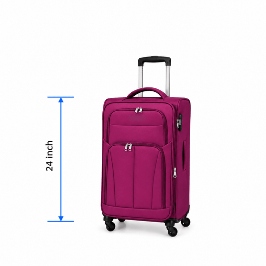 Premium Soft Case 360 - Spinner Luggage - Purple - 24 Inch (Medium) - Win Bachat