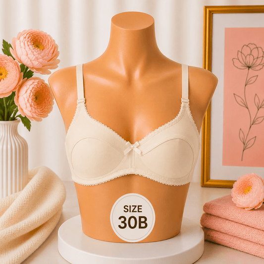 Pure Cotton Bra - 30B - Cream - Win Bachat