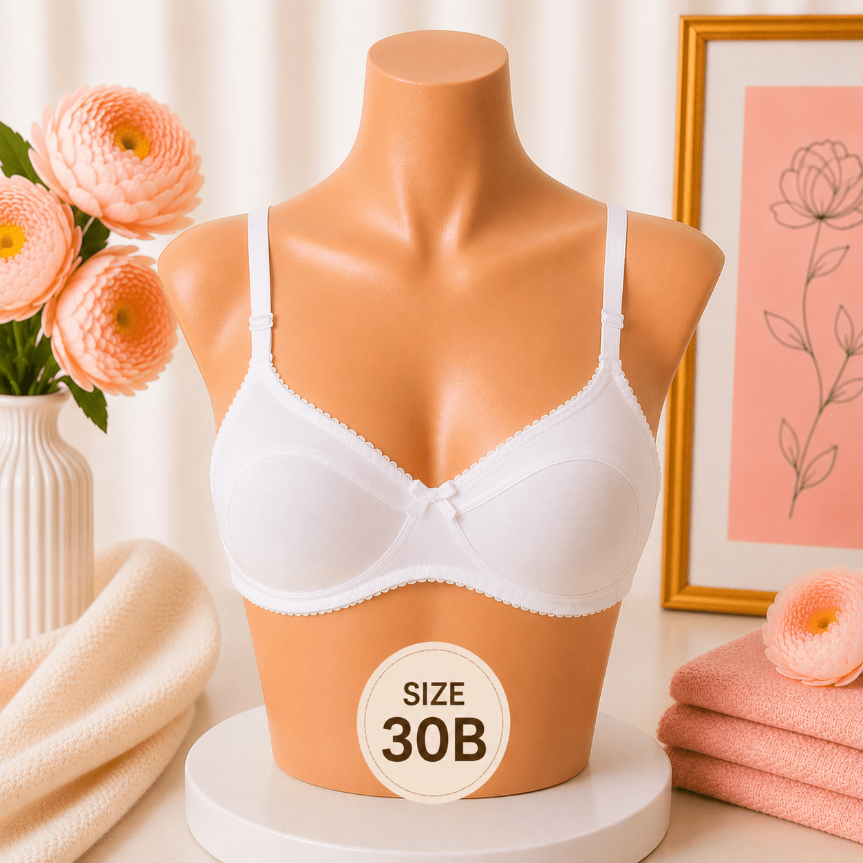 Pure Cotton Bra - 30B - White - Win Bachat