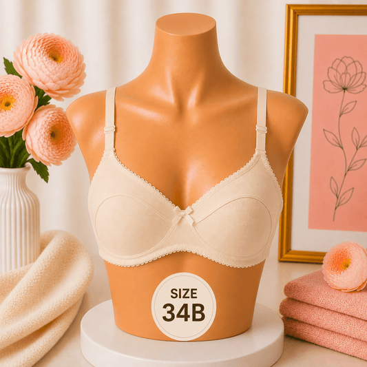 Pure Cotton Bra - 34B - Cream - Win Bachat