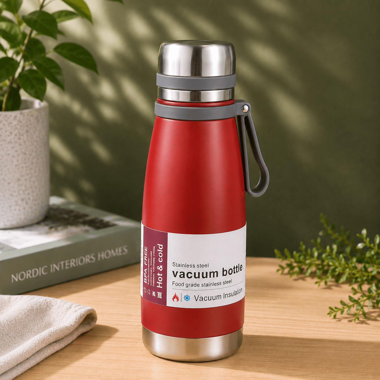 Red Classic Stainless Steel Bottle - Win Bachat