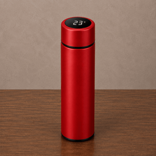 Red Digital Temperature Display Slim Flask - Win Bachat