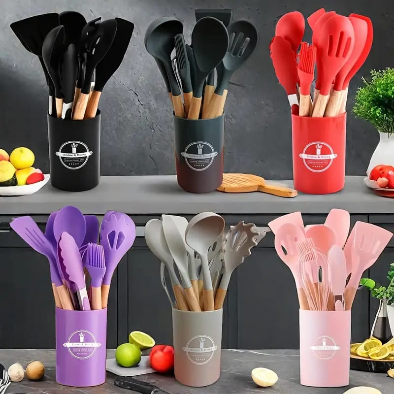 SILICONE UTENSILS SET 12 PIECES - Win Bachat