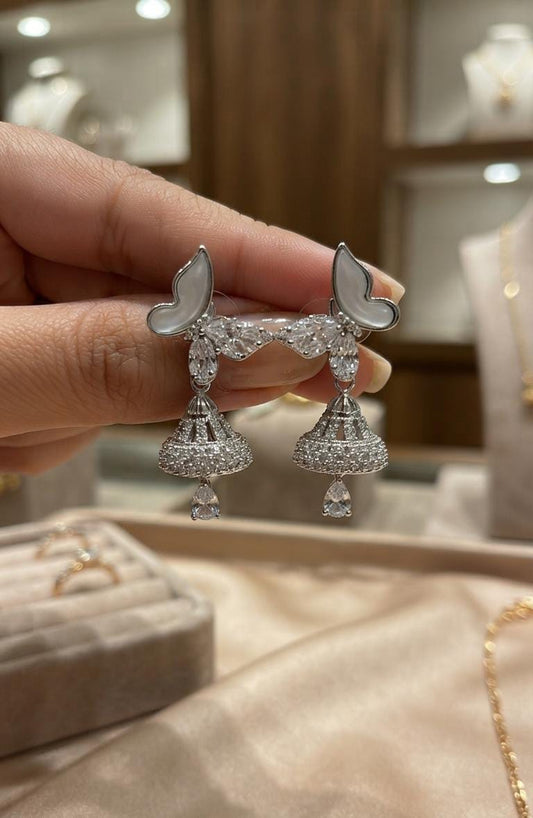 Silver-Tone Butterfly Jhumka Drop Earrings for Women - Win Bachat