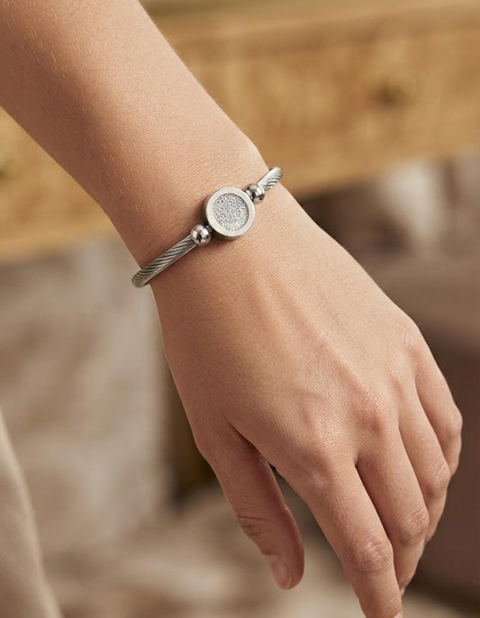 Silver-Tone Crystal Round Cable Bracelet for Women - Win Bachat