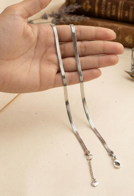 Silver-Tone Flat Snake Chain Necklace & Anklet - Win Bachat