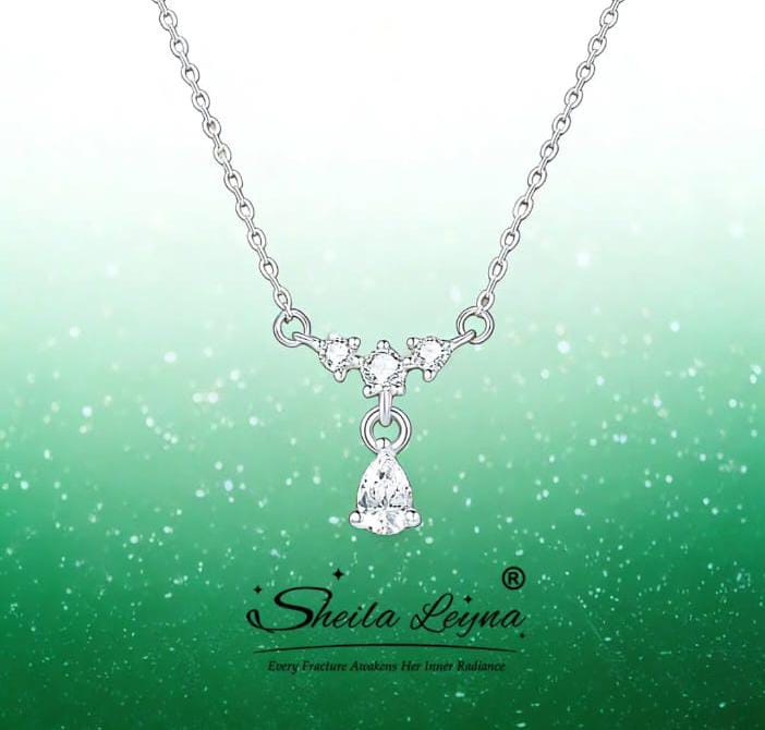 Silver-Tone Teardrop Crystal Pendant Necklace for Women - Win Bachat