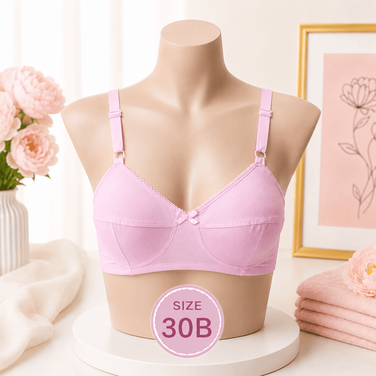 Soft Comfort Cotton Bra - 30B - Baby Pink - Win Bachat