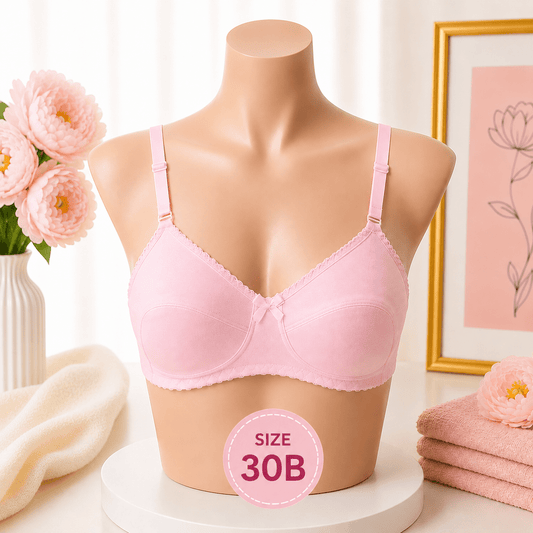 Soft Comfort Cotton Bra - 30B - Pink - Win Bachat