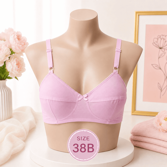Soft Comfort Cotton Bra - 38B - Baby Pink - Win Bachat
