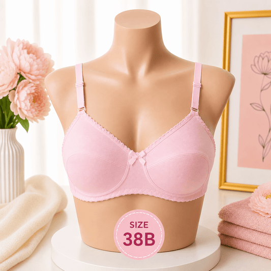 Soft Comfort Cotton Bra - 38B - Pink - Win Bachat