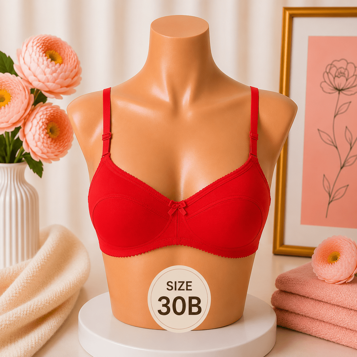 Soft Support Bra - 30B – Red - Win Bachat