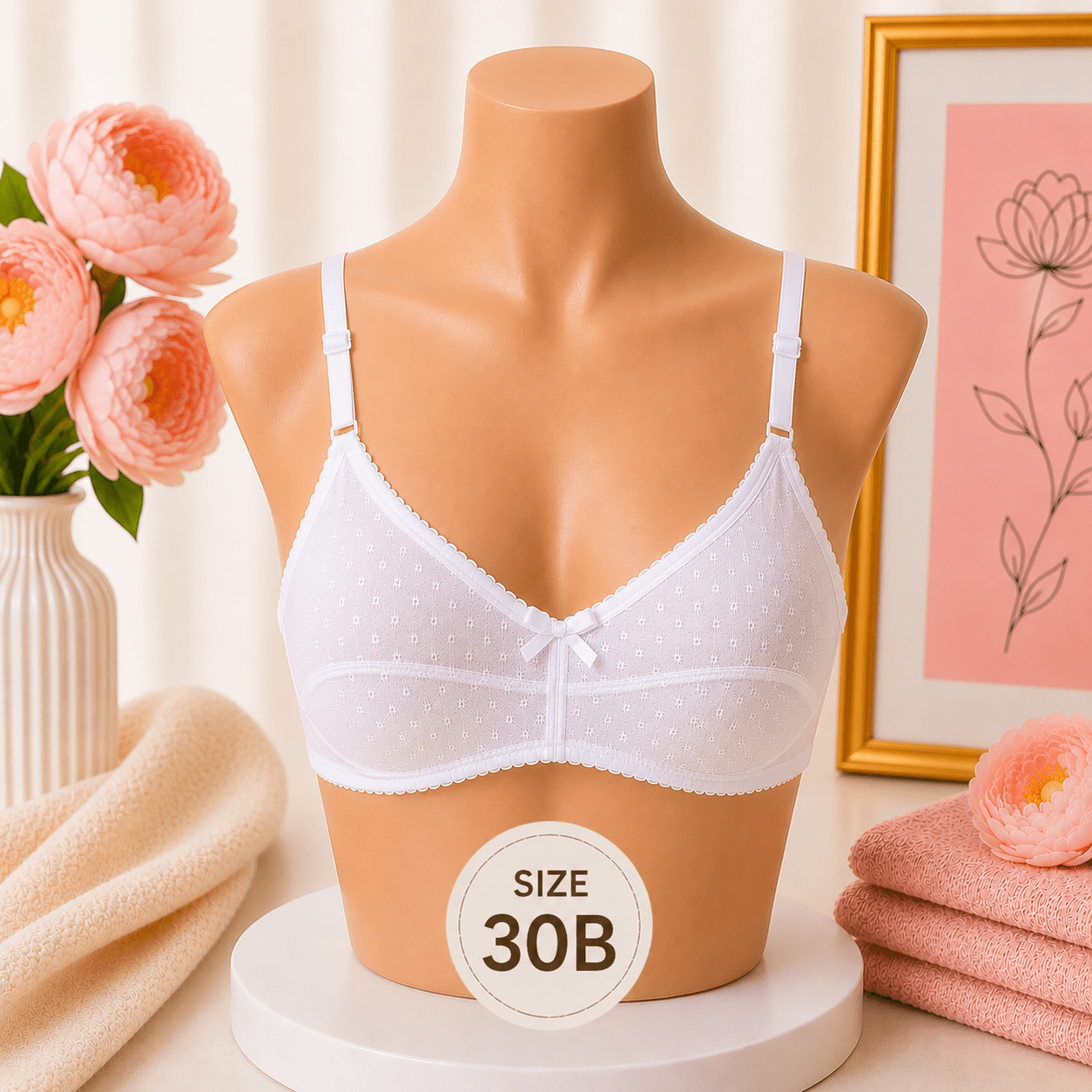 Soft Support Bra - 30B – White - Win Bachat