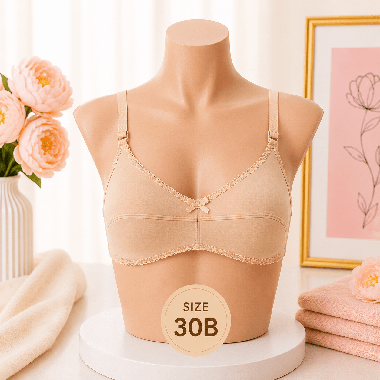 Soft Support Bra - 32B – Beige - Win Bachat