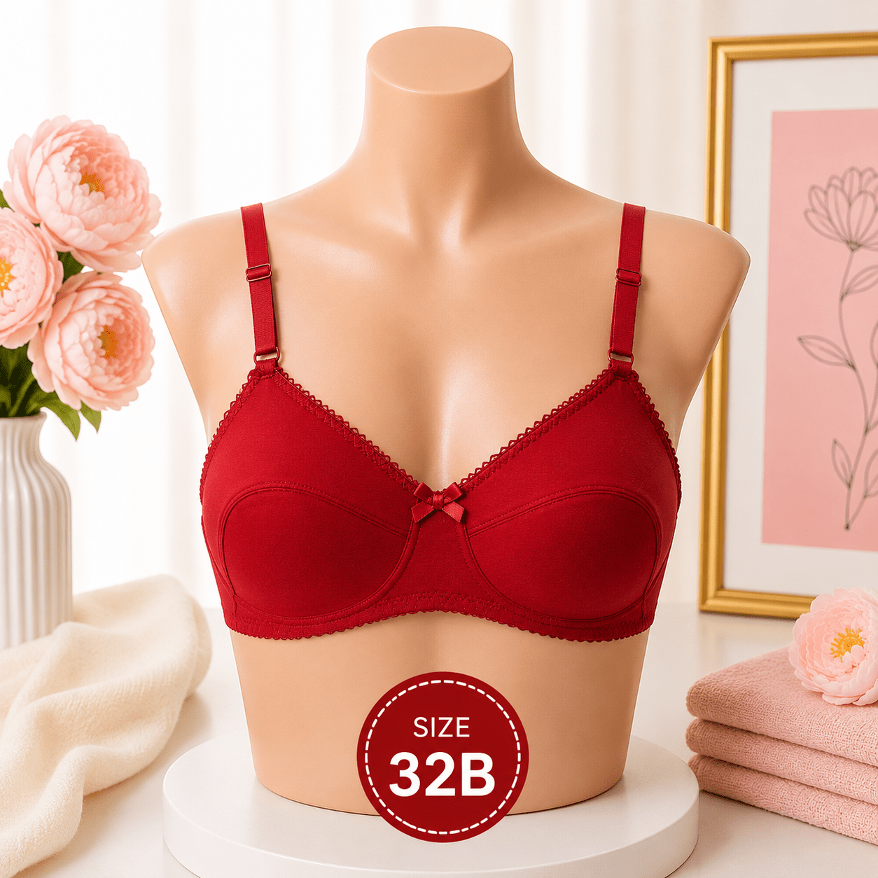 Soft Support Bra - 32B - Maroon - Win Bachat