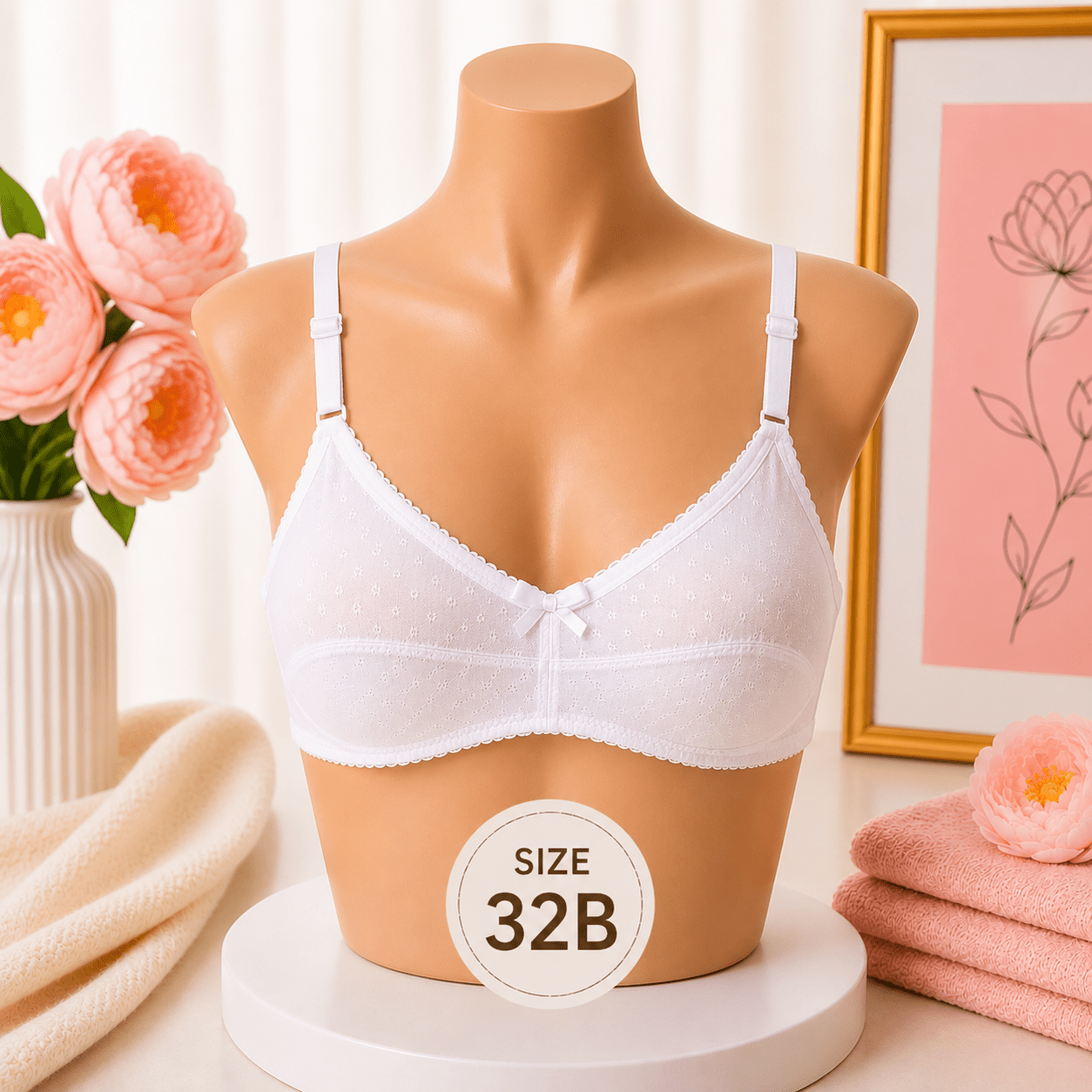 Soft Support Bra - 32B – White - Win Bachat