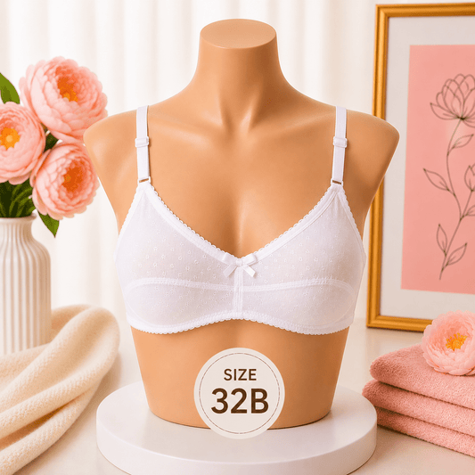 Soft Support Bra - 32B – White - Win Bachat
