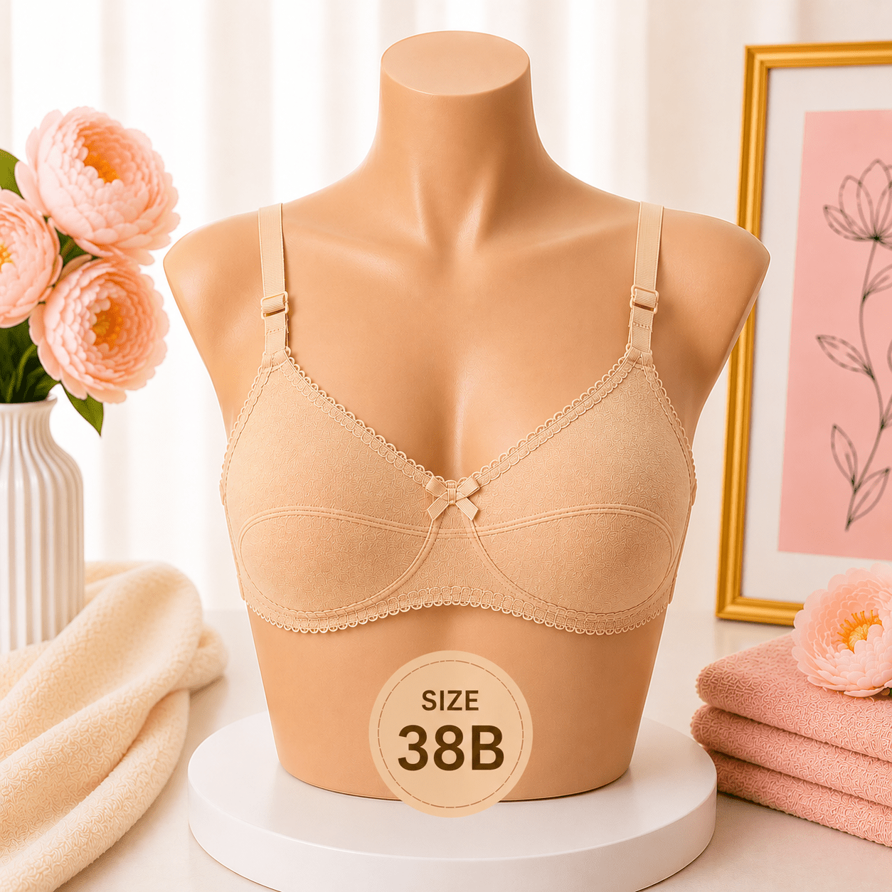 Soft Support Bra - 38B – Beige - Win Bachat