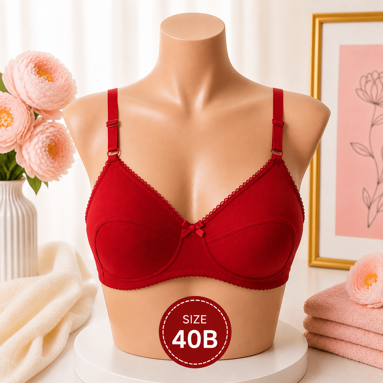 Soft Support Bra - 40B – Maroon - Win Bachat