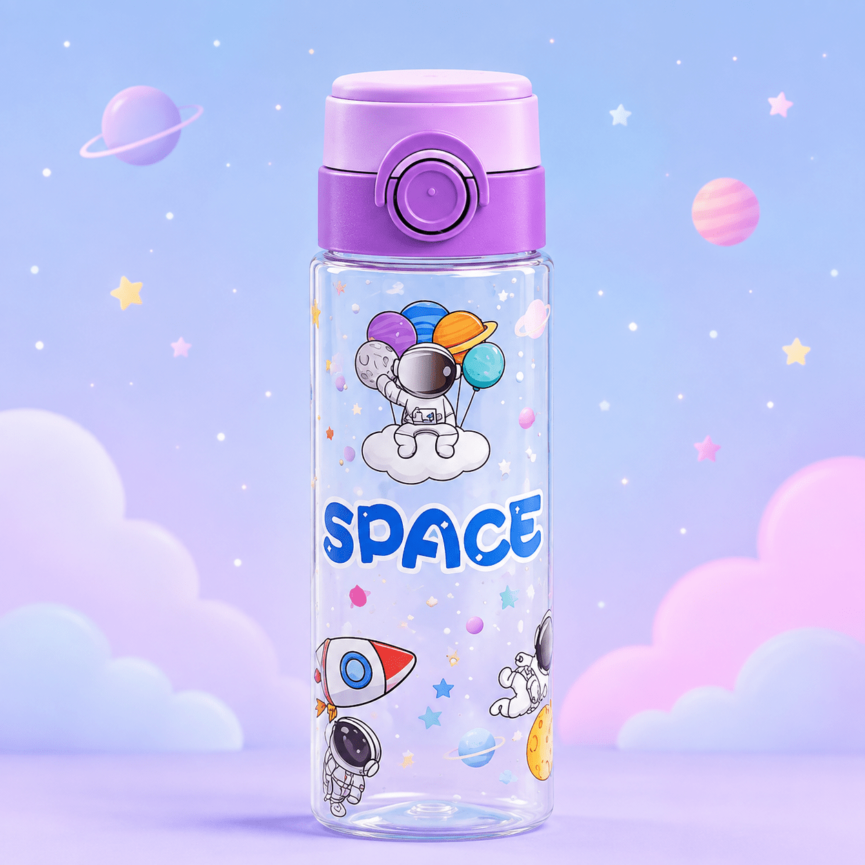 Space Print Kids Flip-Top Water Bottle – 750ml - Win Bachat