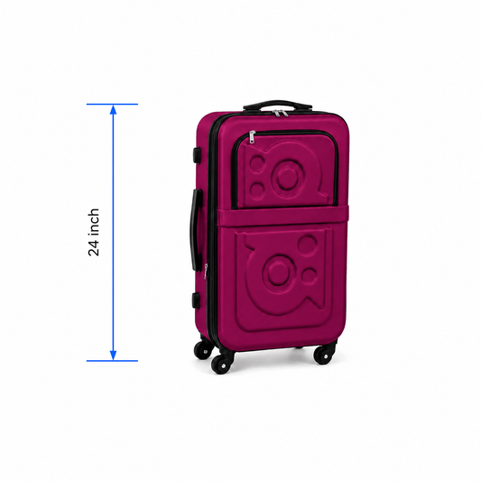 Stylish Soft Shell Travel Suitcase - Berry Purple - 24 Inch (Medium) - Win Bachat