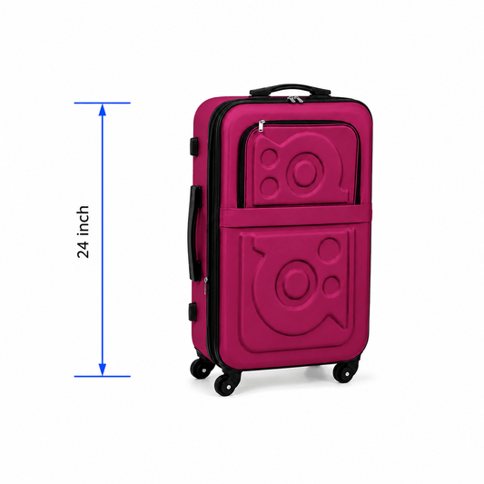Stylish Soft Shell Travel Suitcase - Dark Pink - 24 Inch (Medium) - Win Bachat