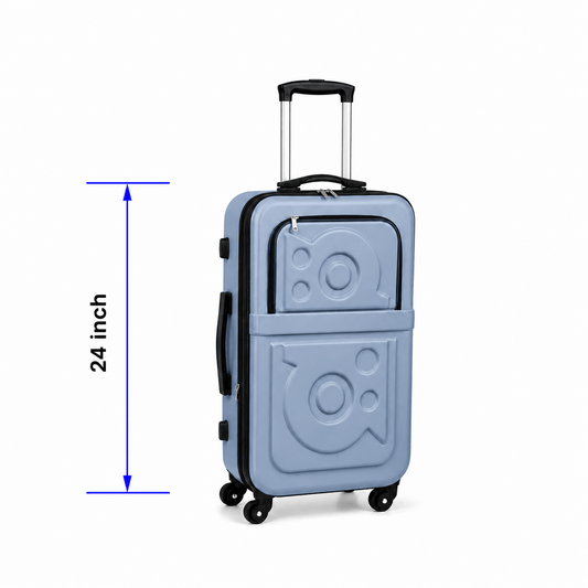 Stylish Soft Shell Travel Suitcase - Dusty Blue - 24 Inch (Medium) - Win Bachat