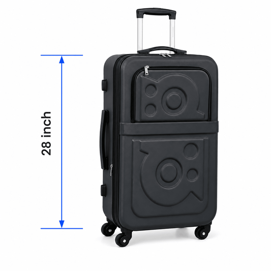 Stylish Soft Shell Travel Suitcase - Matte Black - 28 Inch (Large) - Win Bachat