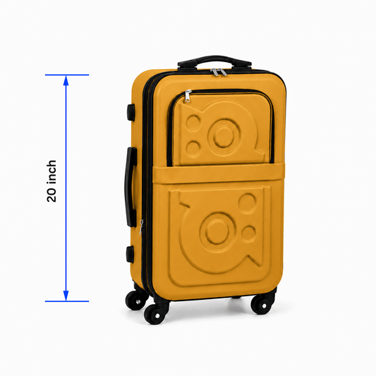Stylish Soft Shell Travel Suitcase - Mustard - 20 Inch (Small) - Win Bachat
