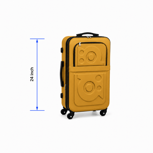 Stylish Soft Shell Travel Suitcase - Mustard - 24 Inch (Medium) - Win Bachat