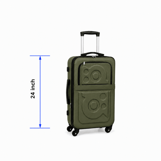 Stylish Soft Shell Travel Suitcase - Olive Green - 24 Inch (Medium) - Win Bachat