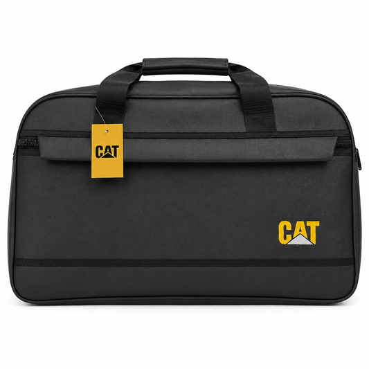 This Black Caterpillar (CAT) Laptop Travel Bag Features A Prominent Yellow Brand Tag And A Minimalist Design - Win Bachat