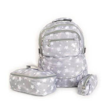 3-Piece Star Print Backpack Set – Grey