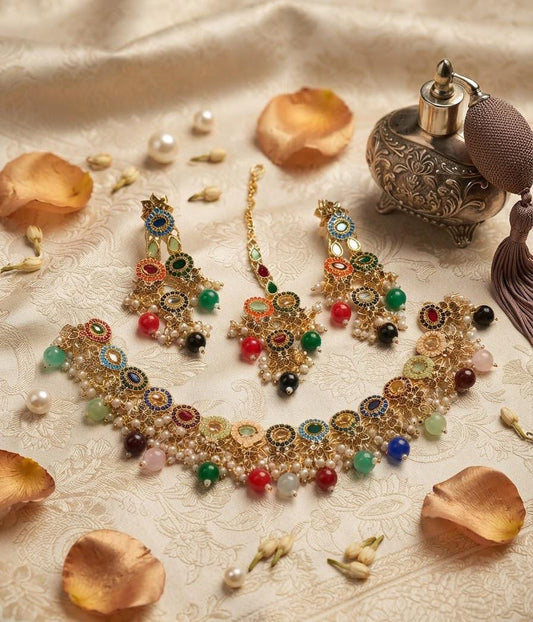 Traditional Pearl & Bead Choker Necklace Set Collection - Win Bachat
