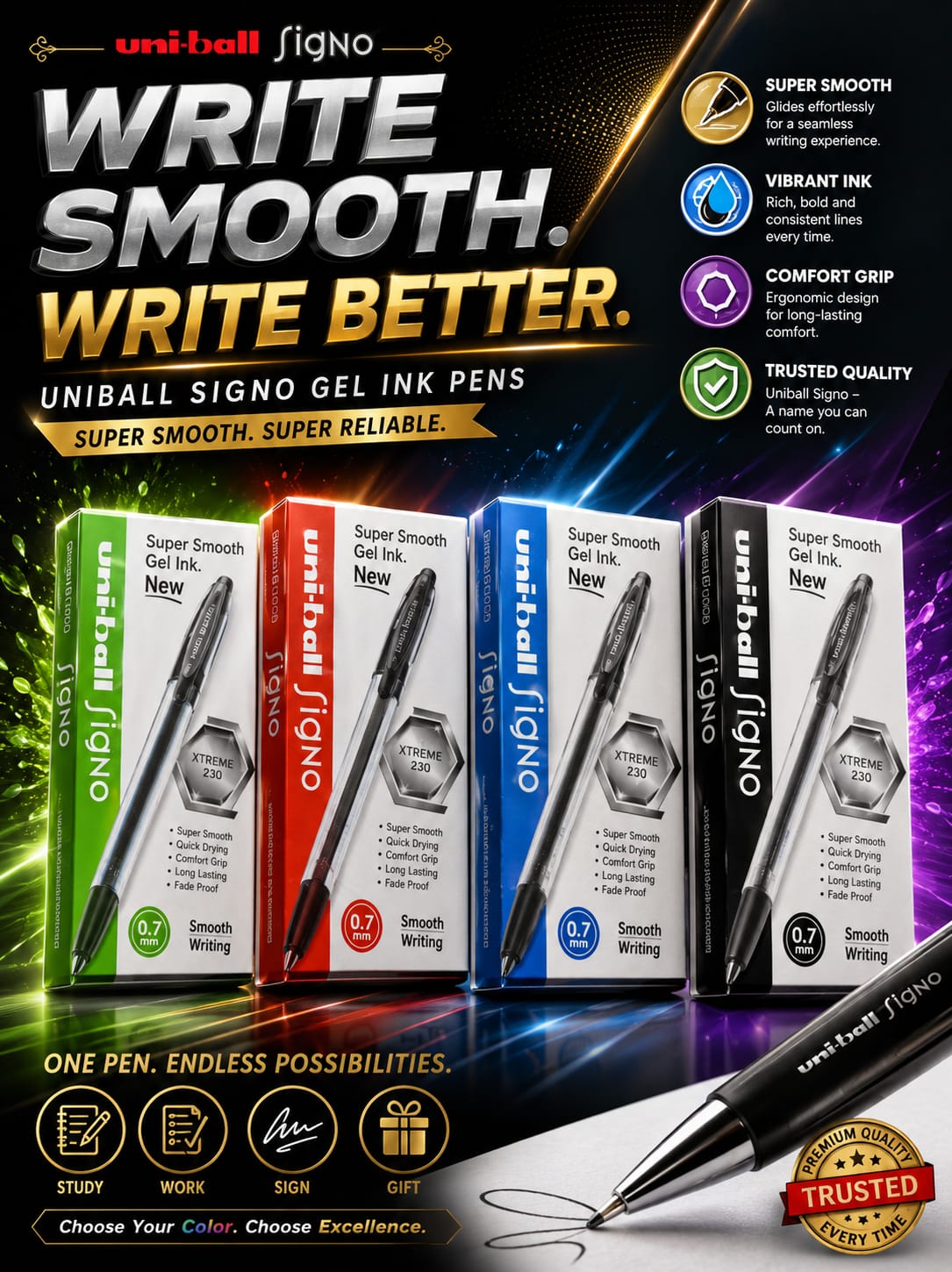 Uni Ball Signo Gel Pen (Original) Each - Red - Win Bachat
