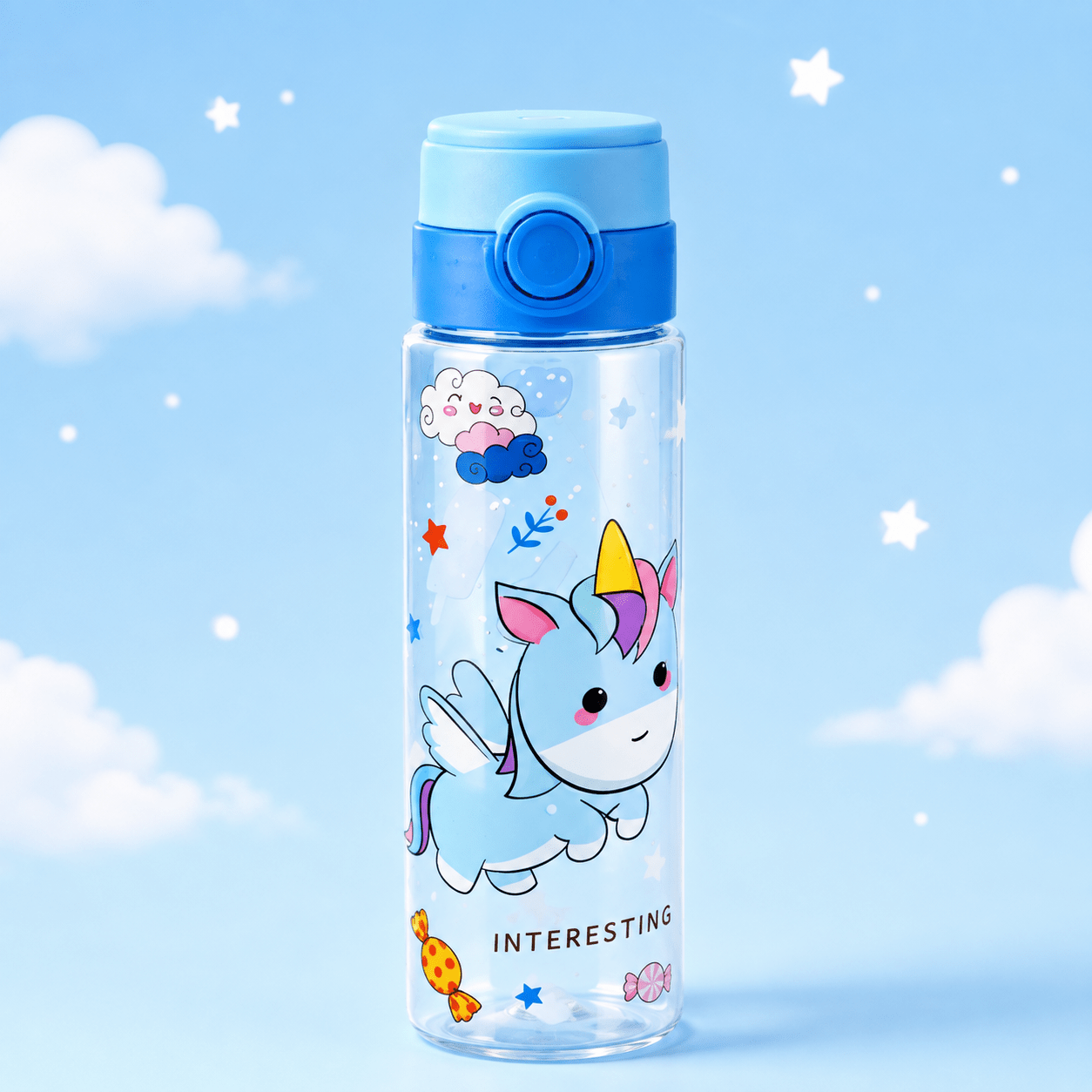 Unicorn Print Kids Flip-Top Water Bottle – 750ml - Win Bachat