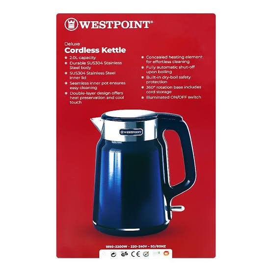 Westpoint Deluxe 1.7L Cordless Kettle WF-6184 - Win Bachat