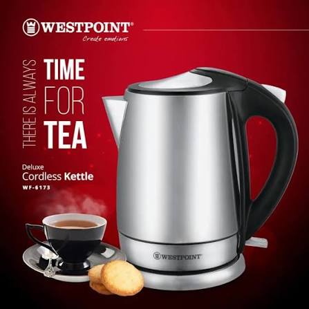 Westpoint Deluxe 1.7L Stainless Steel Cordless Kettle WF-6173 - Win Bachat